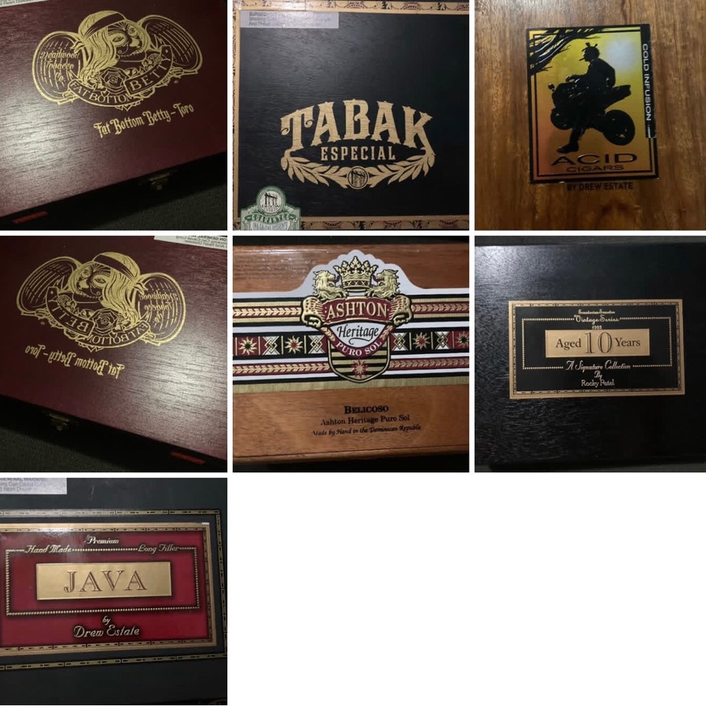 7 Assorted Wooden Cigar Boxes EMPTY Decorative Home Accents